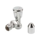 15mm x 1/2" Chrome Angled Modern Manual Radiator Valve Head & Body  2 Pack