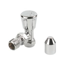15mm x 1/2" Chrome Angled Modern Manual Radiator Valve Head & Body  2 Pack