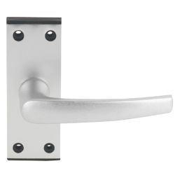 Smith & Locke Black End Cap Fire Rated Latch Door Handle Set Pair Satin Aluminium