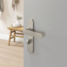 Cooke & Lewis Maugan WC Lever on Backplate Door Handles Pair Satin Nickel