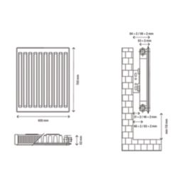 Flomasta 700mm x 600mm 2220BTU White Type 11 Convector Radiator