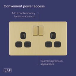 LAP  13A 2-Gang DP Switched Switched Sockets Satin Brass  with Black Inserts 5 Pack