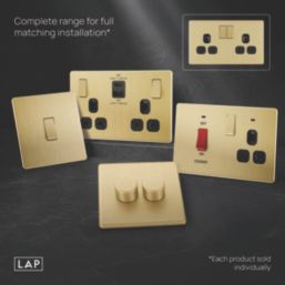 LAP  13A 2-Gang DP Switched Switched Sockets Satin Brass  with Black Inserts 5 Pack