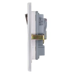 Schneider Electric Ultimate Low Profile 13A 1-Gang SP Switched Plug Socket Polished Chrome  with White Inserts
