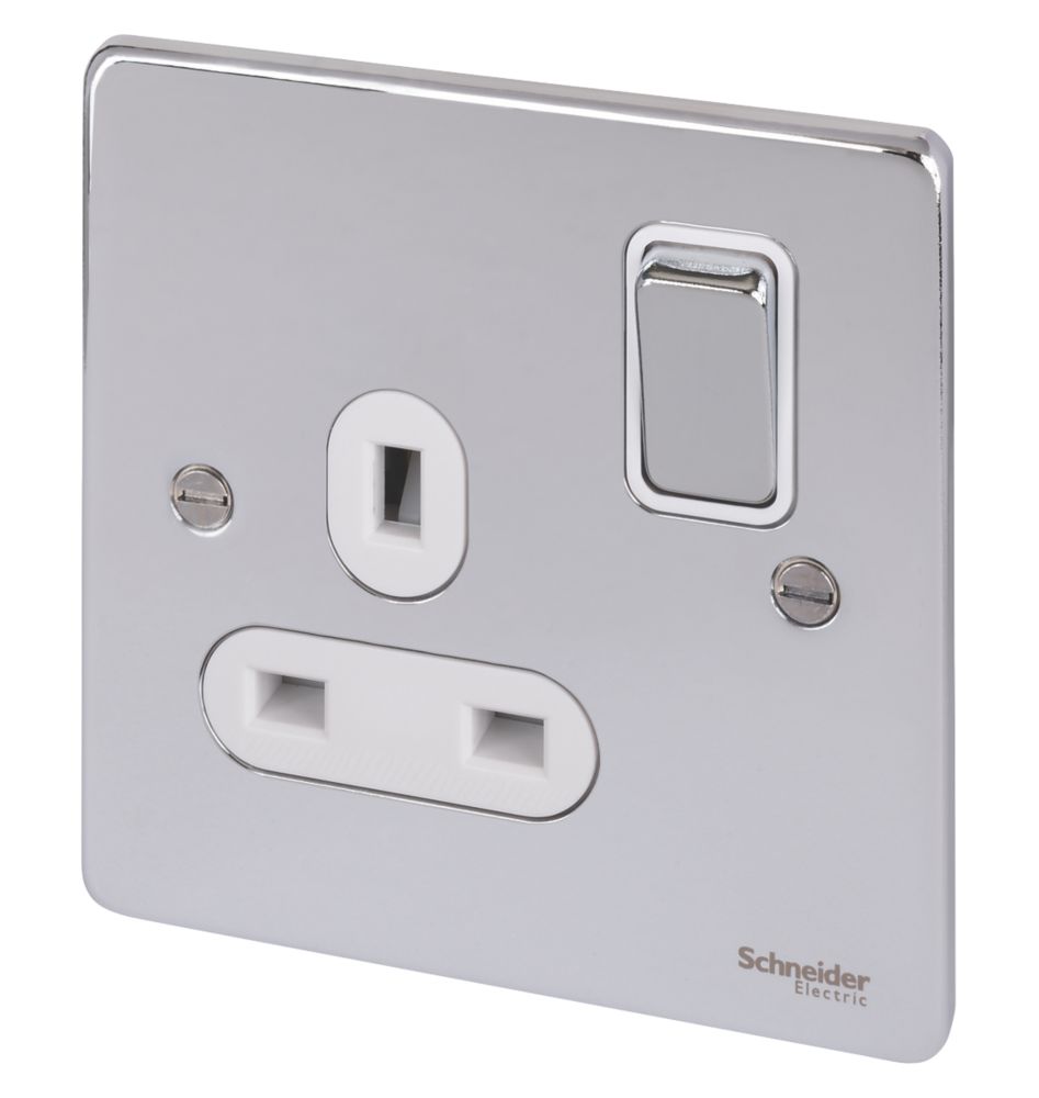 Presa Schneider Electric Ultimate Low Profile Singola 13A – Cromo Lucido Con Inserto Bianco - 5