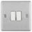 LAP  10AX 2-Gang 2-Way Light Switch  Brushed Stainless Steel with White Inserts
