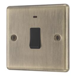 LAP  20A 1-Gang 2-Pole Water Heater Switch Antique Brass with LED with Black Inserts