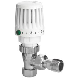 Honeywell Home Valencia 15mm x 1/2" White/Chrome Angled Traditional Thermostatic Radiator Valve & Lockshield