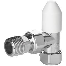 Honeywell Home Valencia 15mm x 1/2" White/Chrome Angled Traditional Thermostatic Radiator Valve & Lockshield