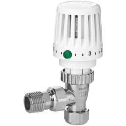 Honeywell Home Valencia 15mm x 1/2" White/Chrome Angled Traditional Thermostatic Radiator Valve & Lockshield