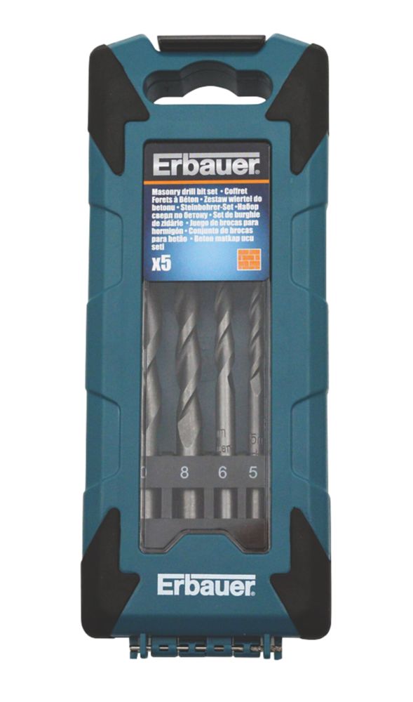 Erbauer Straight Shank Masonry Masonry Drill Bit Set 5 Pieces Screwfix