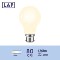 LAP  B22 A60 LED Light Bulb Milky 806lm 4.9W 4 Pack