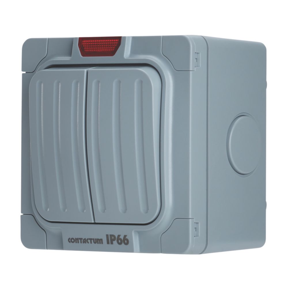 Contactum IP66 20A 2-Gang 2-Way Weatherproof Outdoor Switch with Neon ...