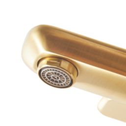 Highlife Bathrooms Rona Brushed Brass 120mm Deck Mounted Lever 2 Tap Holes Bath Mixer Tap