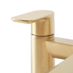 Highlife Bathrooms Rona Brushed Brass 120mm Deck Mounted Lever 2 Tap Holes Bath Mixer Tap