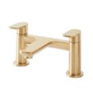 Highlife Bathrooms Rona Brushed Brass 120mm Deck Mounted Lever 2 Tap Holes Bath Mixer Tap