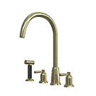 ETAL Cuthbert  Dual Lever 4 Tap-Hole Kitchen Tap with Rinse Polished Brass