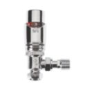 Drayton TRV4 15mm x 1/2" Chrome Angled & L/S Designer Thermostatic Radiator Valve & Lockshield