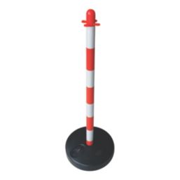 Essentials  Barrier Chain Support Posts & Bases Red & White 300mm 2 Pack