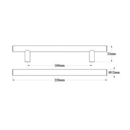 Essentials Annatto T Bar Handles Titanium 220mm 2 Pieces
