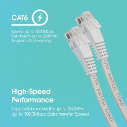 Labgear White Unshielded RJ45 Cat 6 Patch Lead 20m