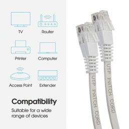 Labgear White Unshielded RJ45 Cat 6 Patch Lead 20m