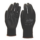 Site 121 PU Palm Dip Gloves Black Large 10 Pack