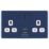 Arlec  13A 2-Gang SP Switched Socket + 4A 15W 2-Outlet Type A USB Charger Blue with White Inserts