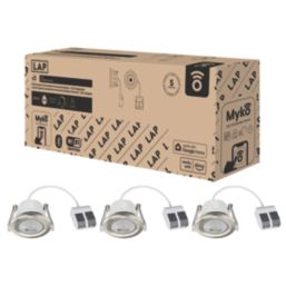 LAP Myko  Fixed  Fire Rated LED Smart Downlights Brushed Chrome 4.7W 520lm 3 Pack