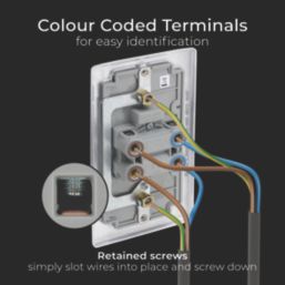 British General Nexus Metal 45A 1-Gang DP Cooker Switch Brushed Steel with LED