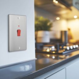 British General Nexus Metal 45A 1-Gang DP Cooker Switch Brushed Steel with LED