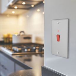 British General Nexus Metal 45A 1-Gang DP Cooker Switch Brushed Steel with LED