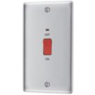 British General Nexus Metal 45A 1-Gang DP Cooker Switch Brushed Steel with LED