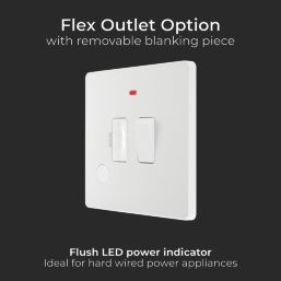 British General Evolve 13A Switched Fused Spur with LED Pearlescent White with White Inserts