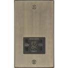 Knightsbridge  2-Gang Dual Voltage Shaver Socket 115 V / 230V Antique Brass with Black Inserts