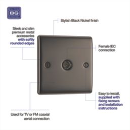 British General Nexus Metal 1-Gang Coaxial TV Socket Black Nickel