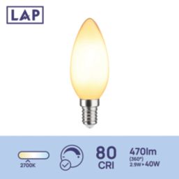 LAP  E14 Candle LED Light Bulb Milky 470lm 2.9W 4 Pack