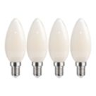 LAP  E14 Candle LED Light Bulb Milky 470lm 2.9W 4 Pack