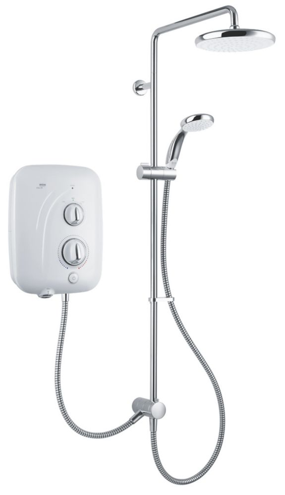 Mira Elite SE Dual White / Chrome 9.8kW Silent Pumped Electric Shower | Showers | Screwfix.ie