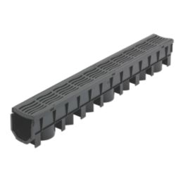 FloPlast FloDrain Channel Drain & Grate Black 115mm x 1m