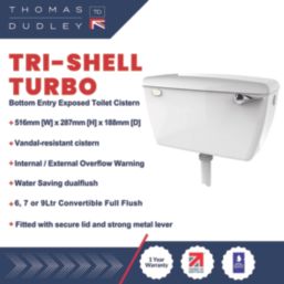 Thomas Dudley Ltd  Bottom-Inlet Lever-Assisted Tri-Shell Cistern 9Ltr