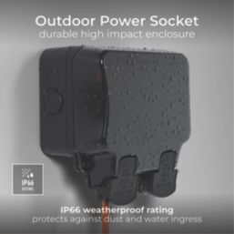British General  IP66 13A 2-Gang SP Weatherproof Outdoor Switched Socket