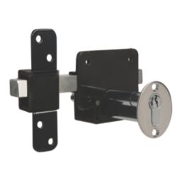 GateMate Black  Euro Profile Long Throw Lock 50mm