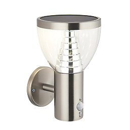 LAP Galaxy Outdoor LED Solar-Powered Wall Light With PIR & Photocell Sensor Brushed Stainless Steel 400lm