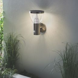 LAP Galaxy Outdoor LED Solar-Powered Wall Light With PIR & Photocell Sensor Brushed Stainless Steel 400lm