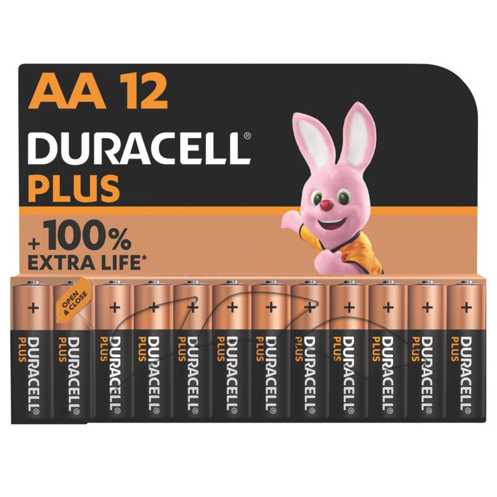 Duracell Plus AA Alkaline Batteries 12 Pack Screwfix