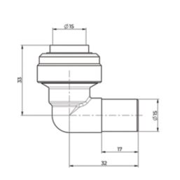 ETAL  Brass Push-Fit Equal 90° Chrome Stem Elbow 15mm 2 Pack