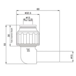 Flomasta  Plastic Push-Fit Equal 90° Stem Elbow 15mm