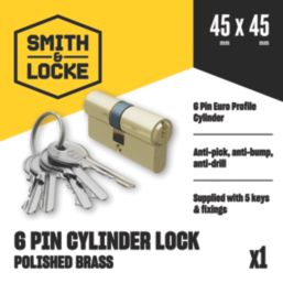 Smith & Locke  6-Pin Cylinder Lock 45-45 (90mm) Brass