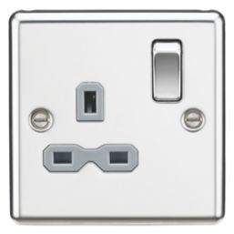 Knightsbridge  13A 1-Gang DP Switched Single Socket Polished Chrome  with Colour-Matched Inserts